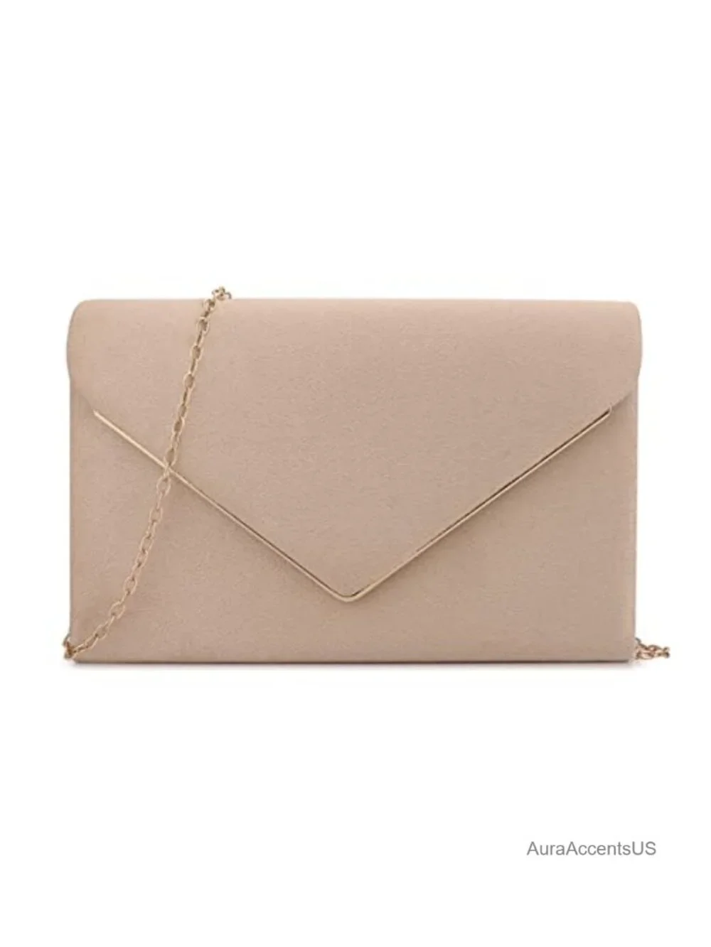 Faux Suede Clutch Purse with Detachable Chain Evening Shoulder Bag Women